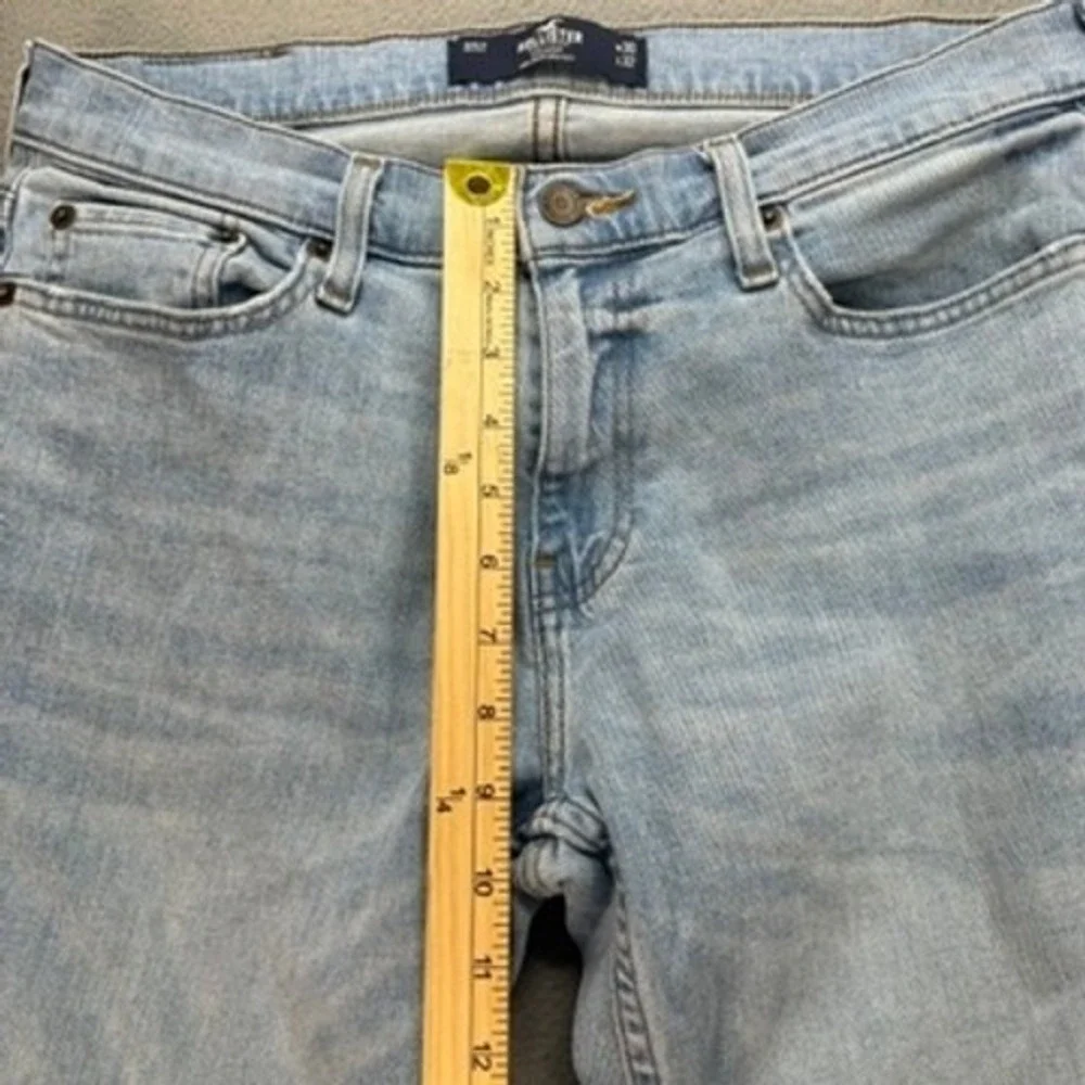Hollister Epic Flex Straight Jeans Men 30x32 (FIT 32x30) Light Wash Blue Denim